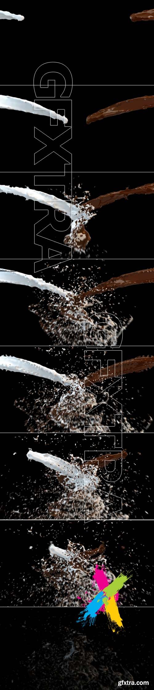 Milk and Chocolate Splash against black Footage