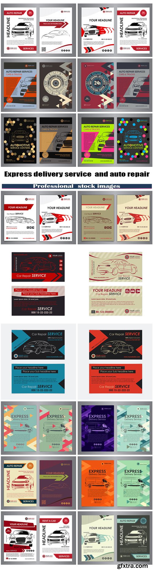Express delivery service and auto repair business layout templates