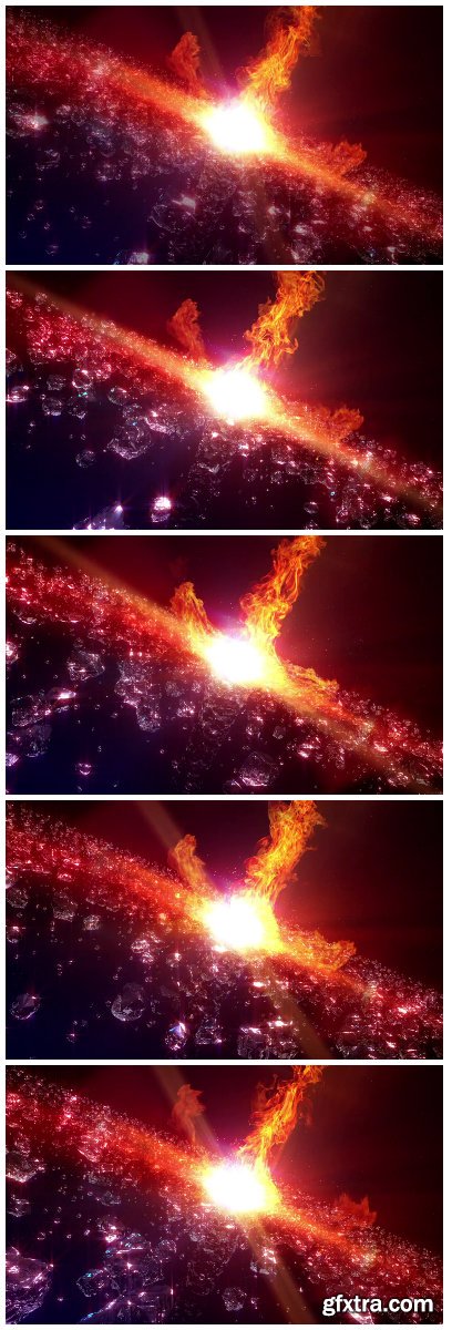 Video footage Ice and Fire, burning star background HD