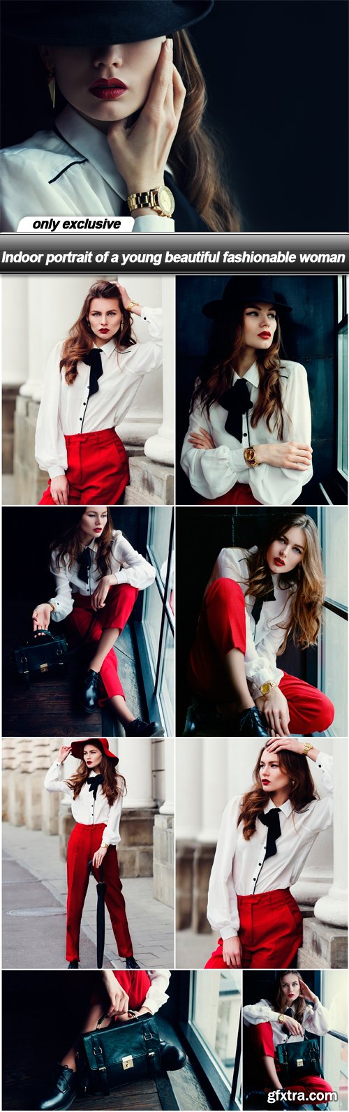 Indoor portrait of a young beautiful fashionable woman - 9 UHQ JPEG