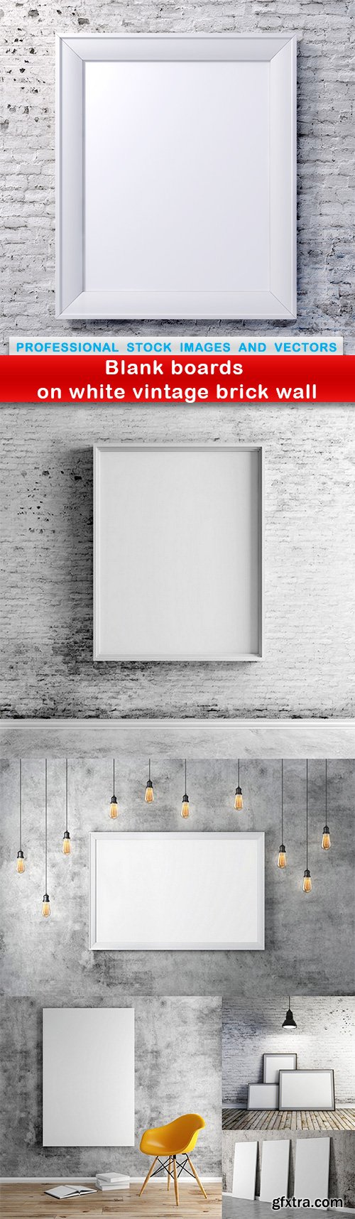 Blank boards on white vintage brick wall - 6 UHQ JPEG