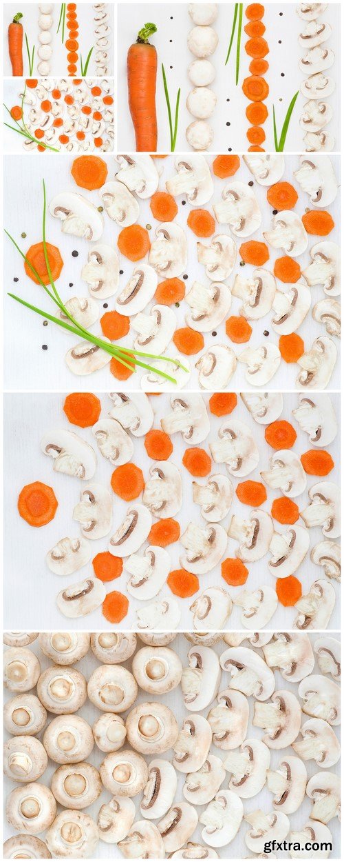 Sliced mushrooms and carrots 6X JPEG