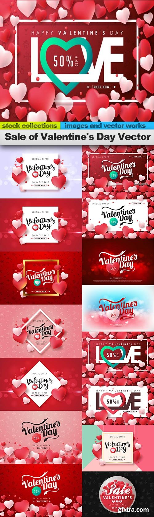 Sale of Valentine\'s Day Vector, 15 x EPS