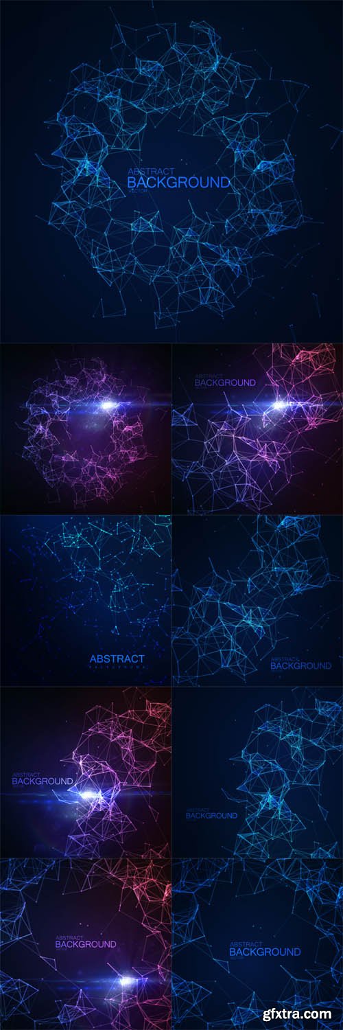 Vector Set - Abstract Illuminated Particles and Lines