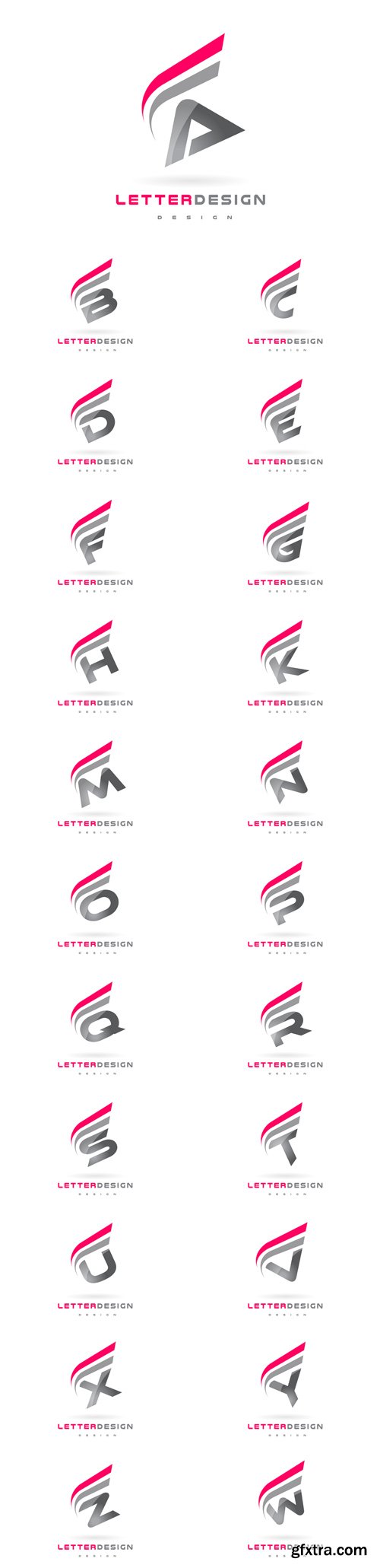 Vector Set - Letter Logo Design. Futuristic Modern Lettering Concept