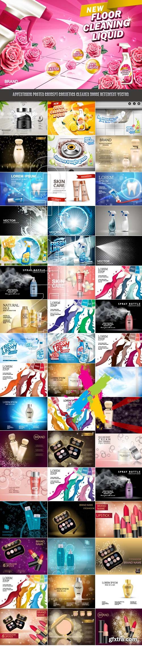 Advertising Poster Concept Cosmetics cleaner house detergent vector