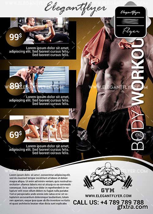 Body Workout V10 Flyer PSD Template + Facebook Cover