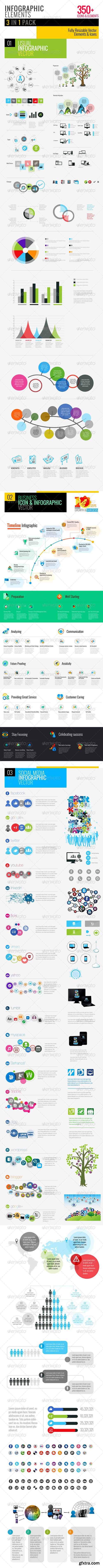 Graphicriver Clean Infographics Pack 3 in 1 6162998