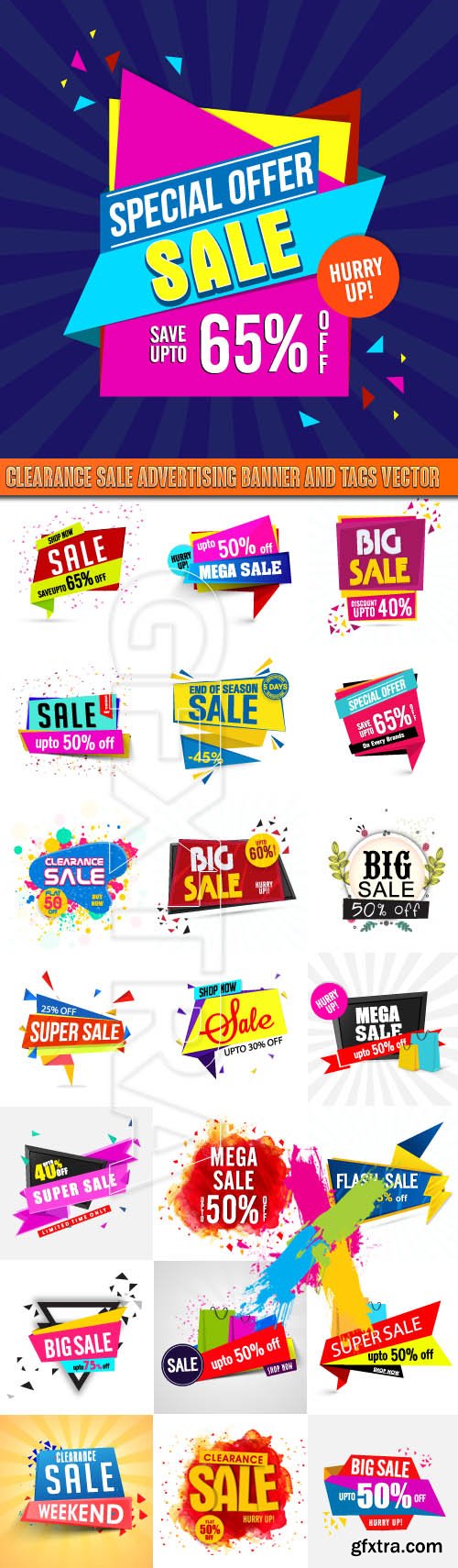 Clearance Sale Advertising Banner and Tags vector