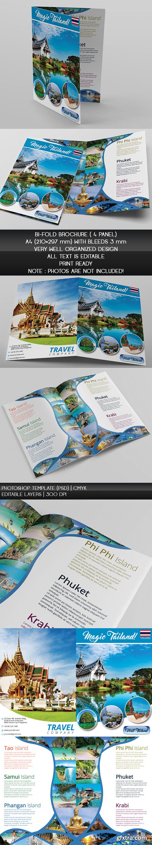Touristic Bi-Fold Brochure PSD Template