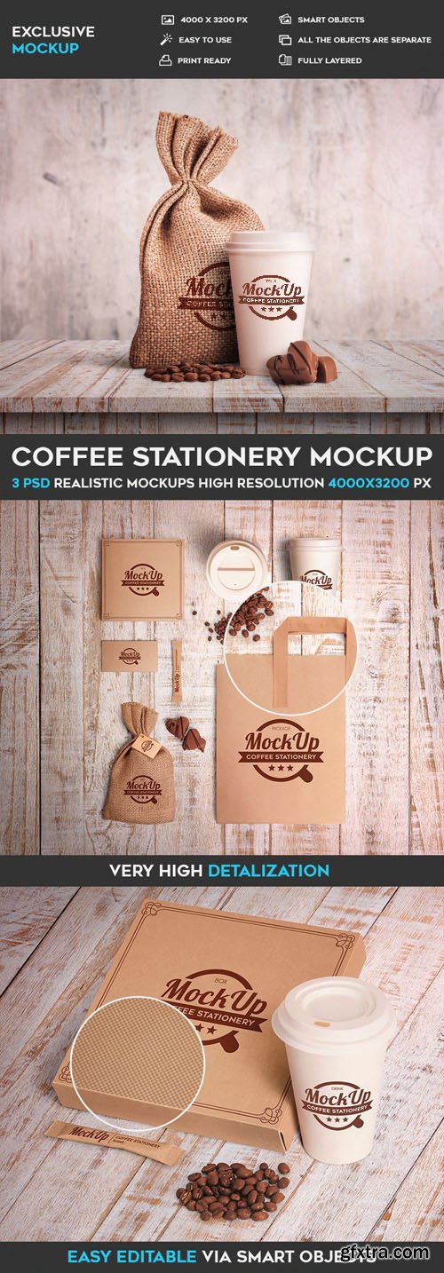 Coffee Stationary PSD Mockup