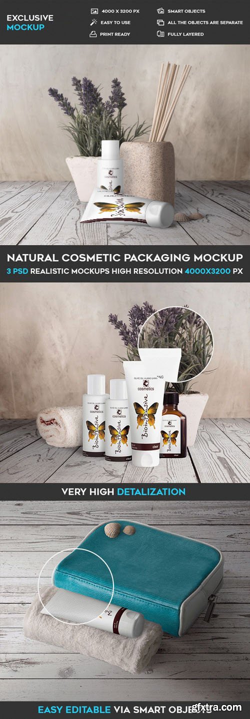Natural Cosmetic Packaging PSD Mockup