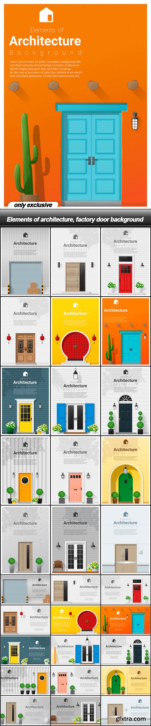 Elements of architecture, factory door background - 30 EPS