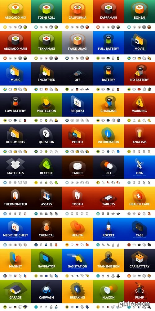 Icons, a collection of 3D icons on various topics (vector) 2