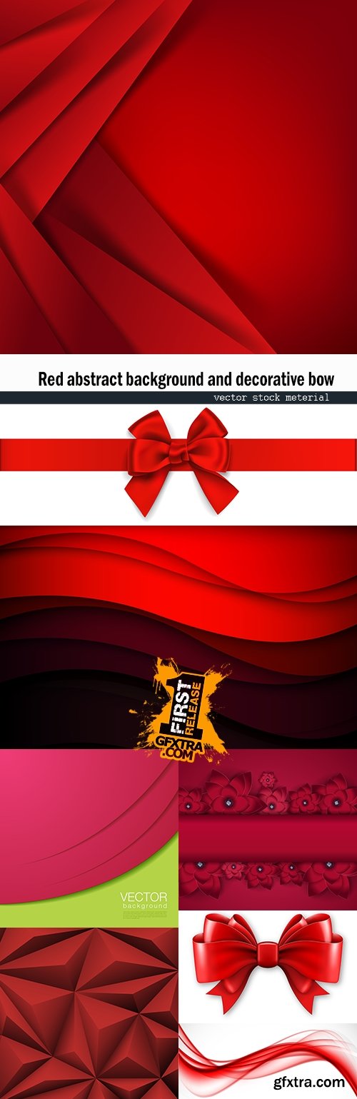 Red abstract background and decorative bow