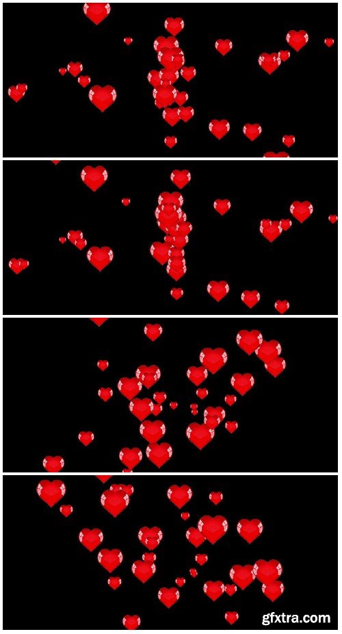Video footage Red hearts on a black background, valentines day
