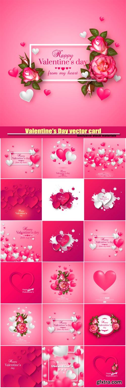 Valentine\'s Day vector card, cards with hearts