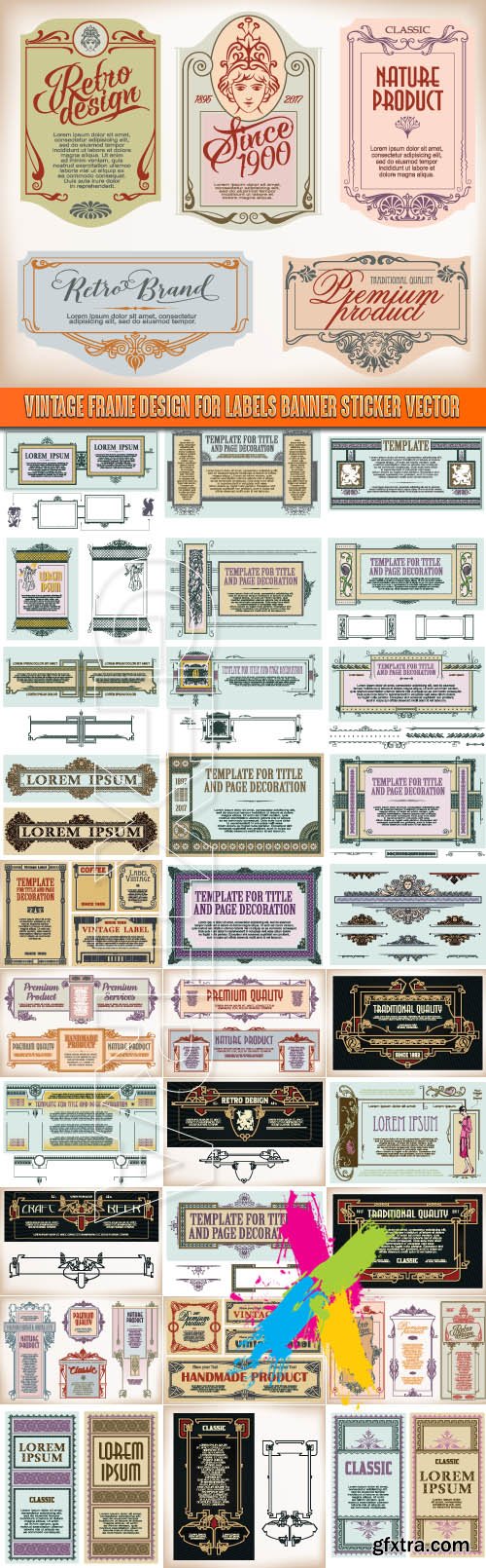 Vintage frame design for labels banner sticker vector