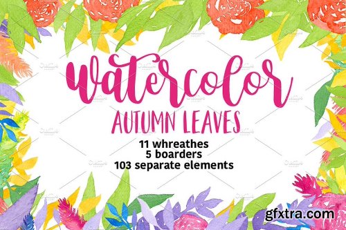 CreativeMarket Watercolor Autumn Leaves 894030