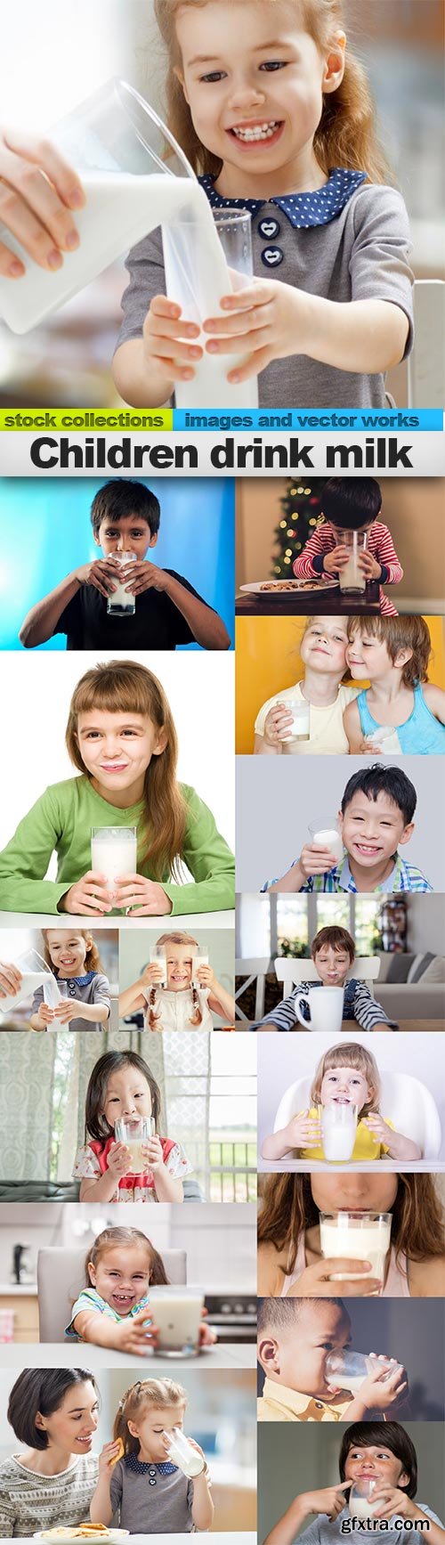 Children drink milk, 15 x UHQ JPEG