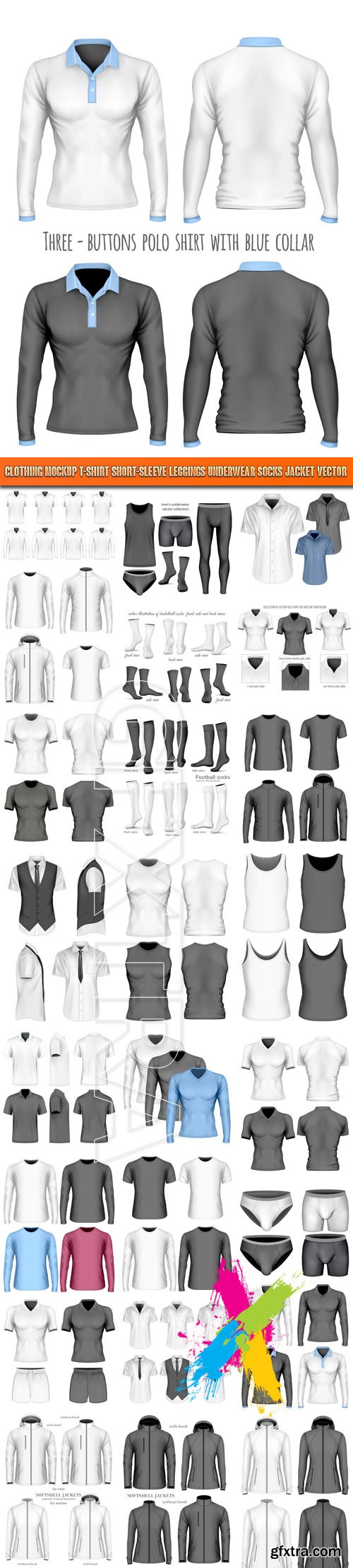 Clothing mockup t-shirt Short-sleeve leggings Underwear socks jacket vector