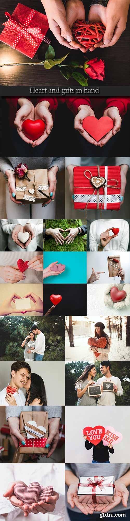 Heart and gifts in hand