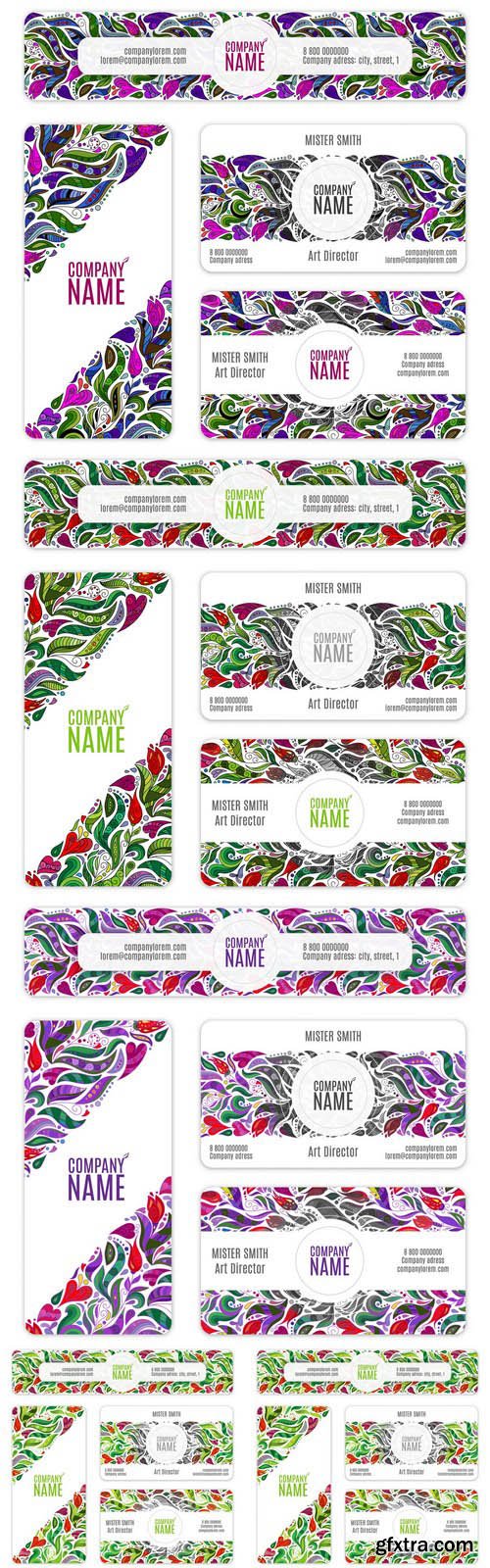 Abstract Flowers Pattern Banners - 5 Vector