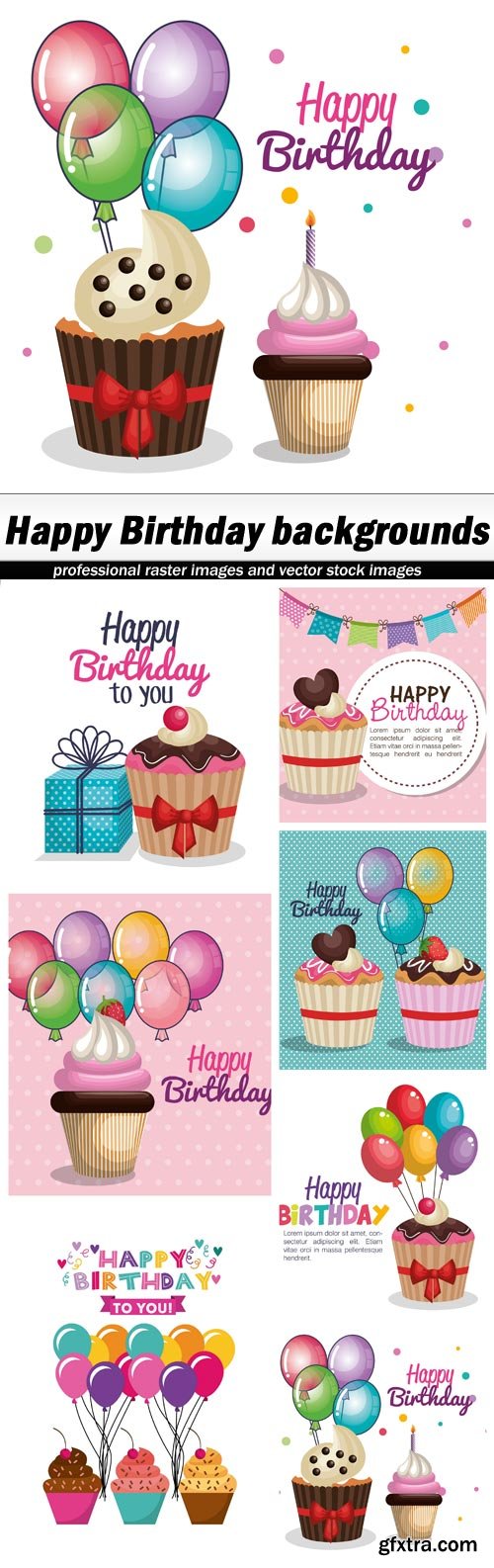 Happy Birthday backgrounds - 7 EPS