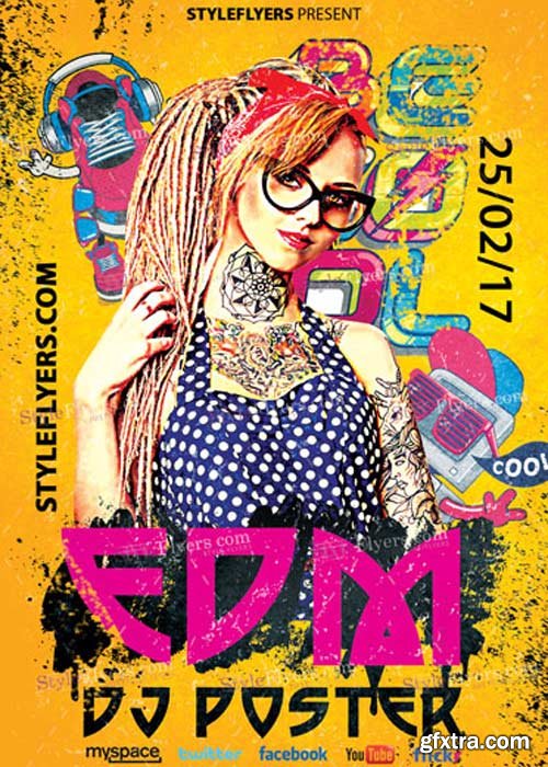 EDM Dj Poster V8 PSD Flyer Template
