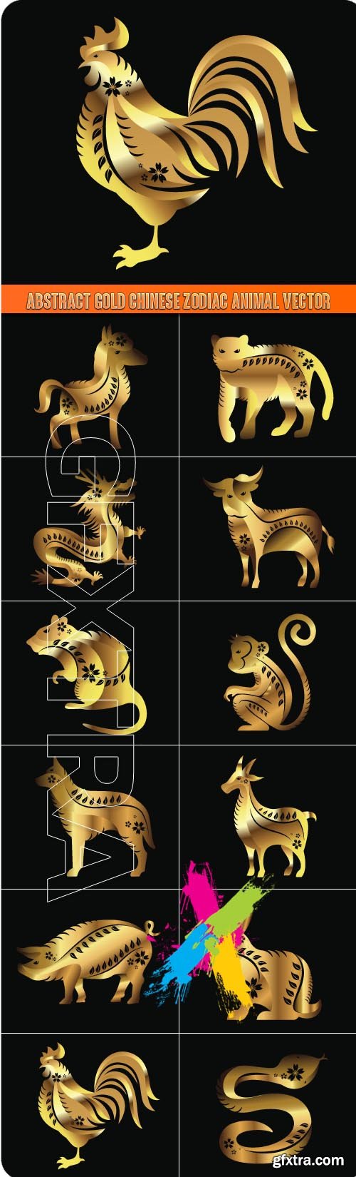 Abstract Gold Chinese Zodiac Animal vector