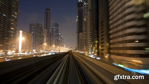 Pov time lapse journey on the modern driverless dubai elevated rail metro