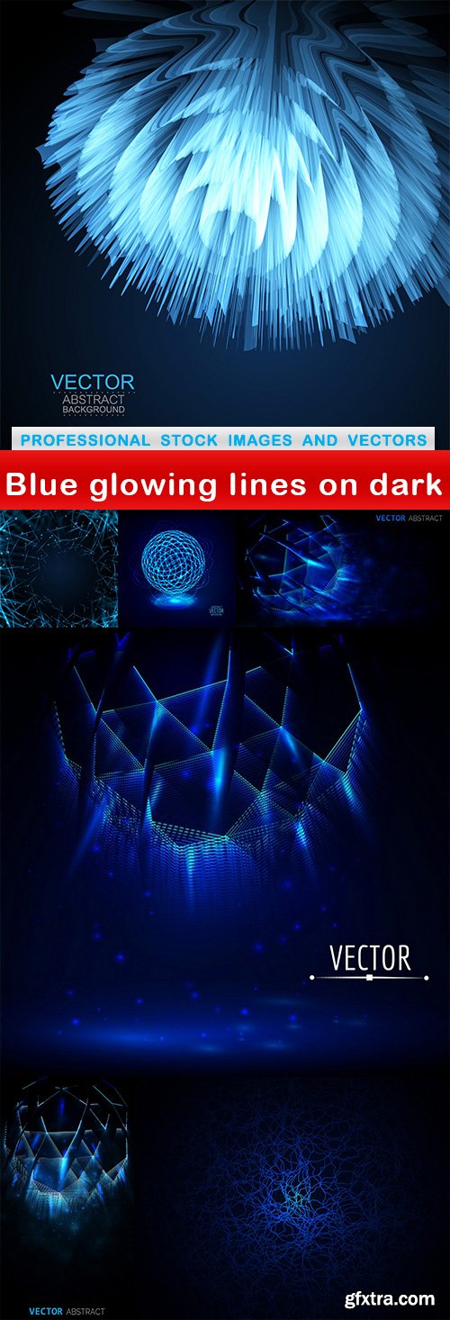 Blue glowing lines on dark - 7 EPS