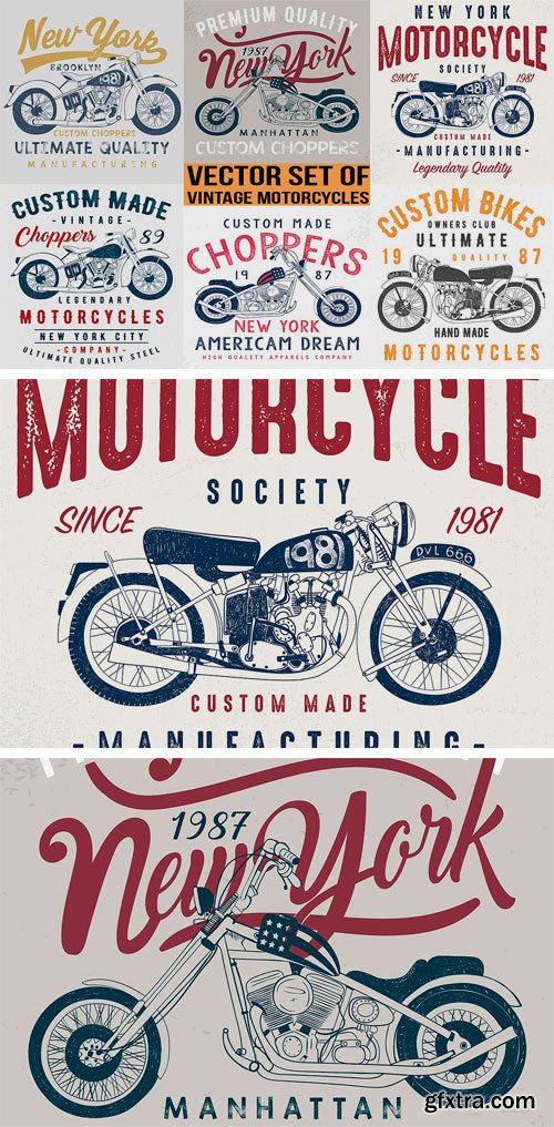 CM 1185795 - Vintage Motorcycle Illustrations