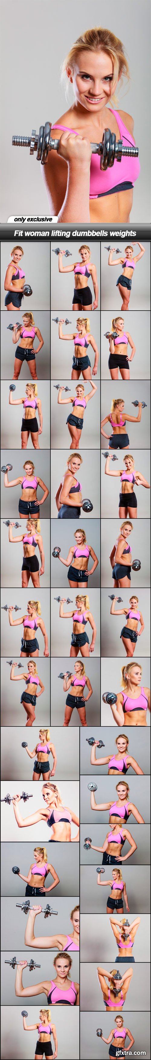 Fit woman lifting dumbbells weights - 35 UHQ JPEG