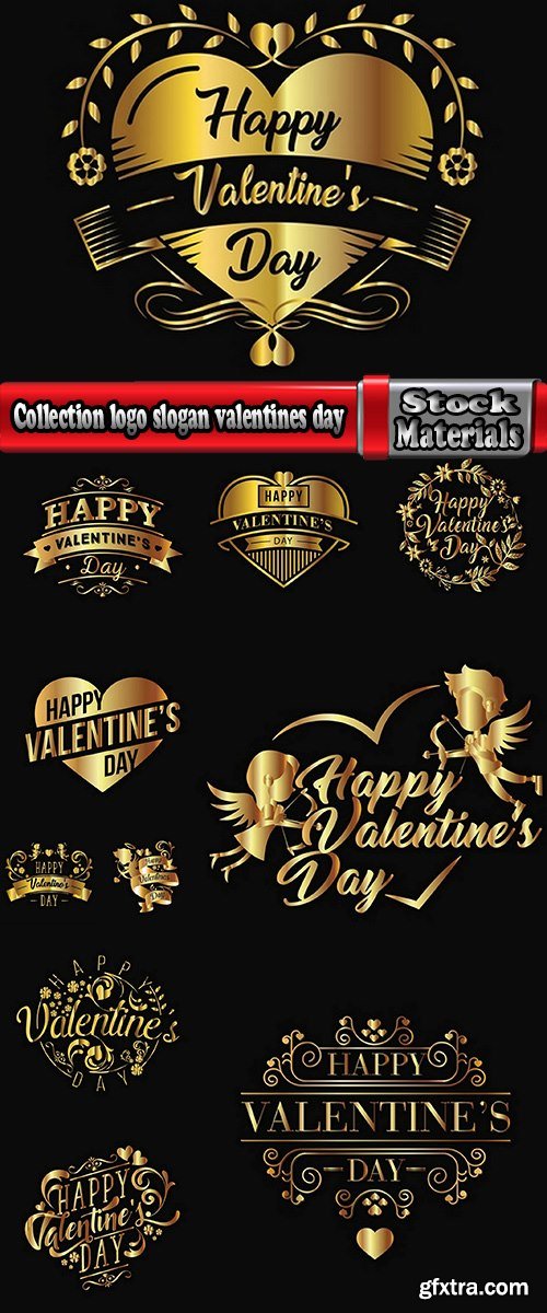 Collection logo slogan flyer card valentines day vector image 11 EPS