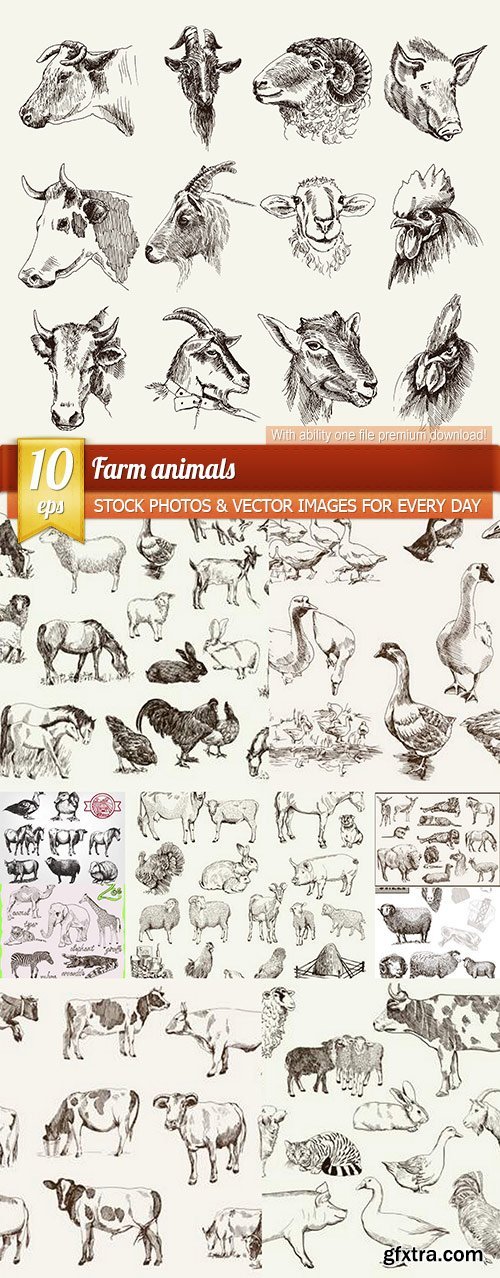 Farm animals, 10 x EPS