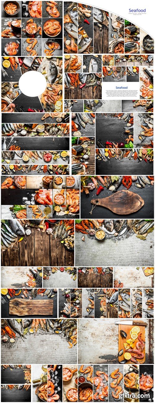 Food collage of seafood #5 21X JPEG