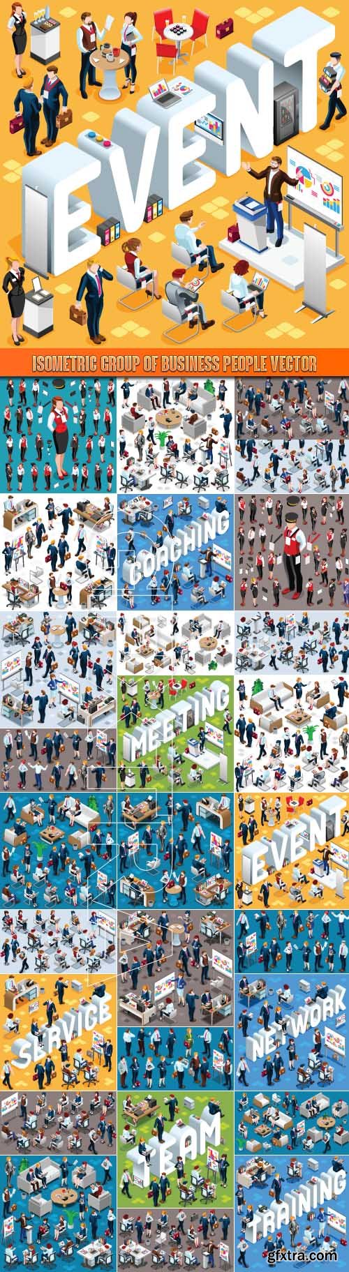 Isometric group of business people vector