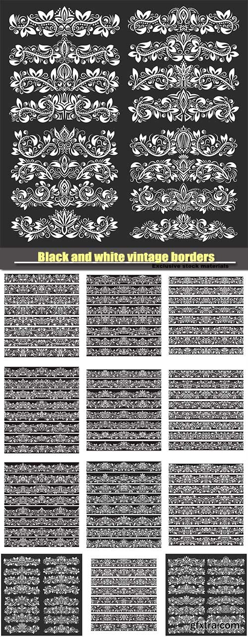 Black and white vintage borders templates and vector frames design