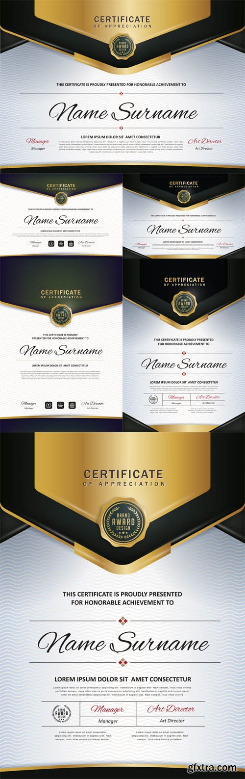 Vector Set - Certificate Template with Luxury and Modern Pattern,Diploma