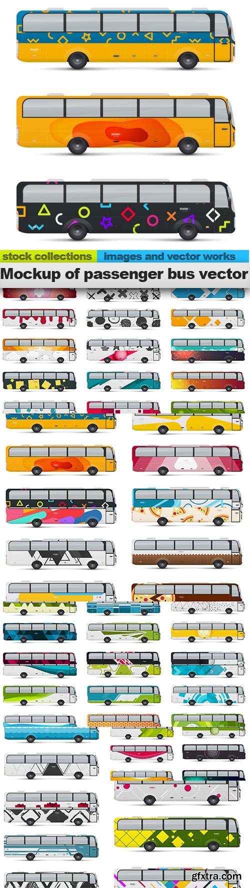 Mockup of passenger bus vector, 21 x EPS