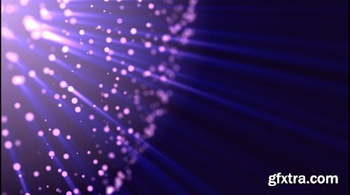 Purple points and light beams motion background