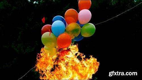 Slow motion balloon fireball