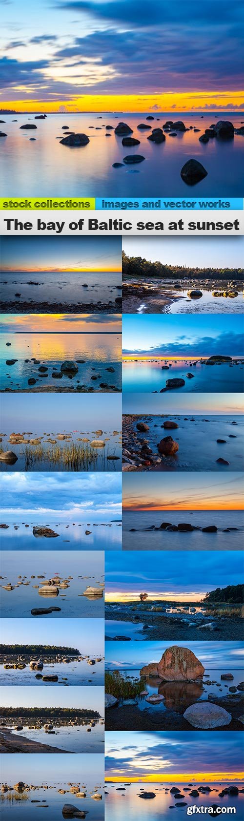 The bay of Baltic sea at sunset, 15 x UHQ JPEG