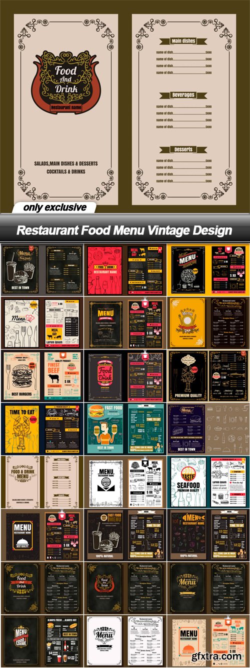 Restaurant Food Menu Vintage Design - 25 EPS