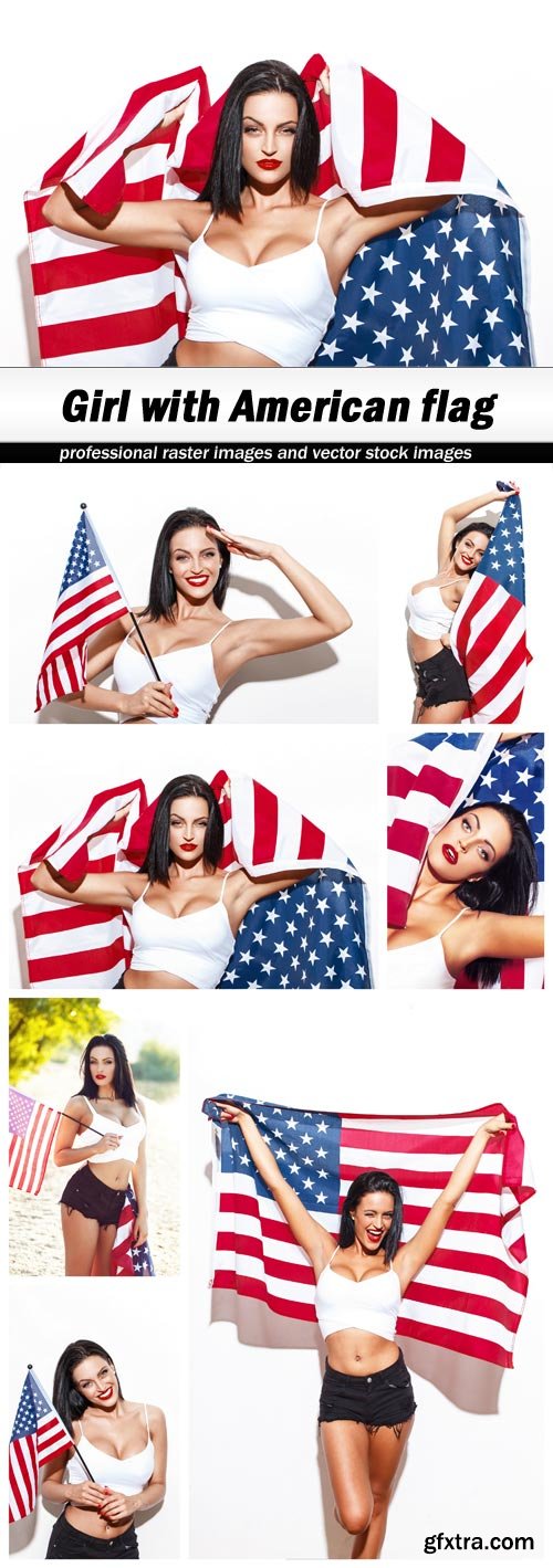 Girl with American flag - 7 UHQ JPEG
