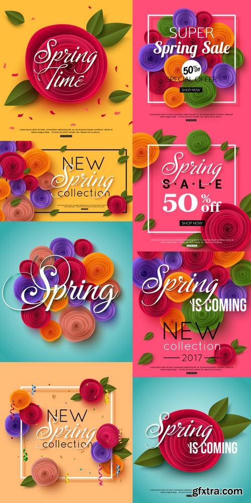 Spring Paper Flowers Background