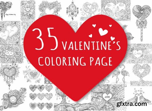 CreativeMarket 50% OFF for 35 Valentine\'s coloring 1250917