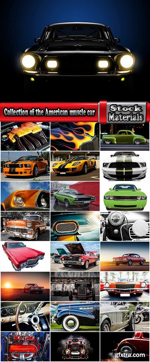 Collection of the American muscle car retro car powerful engine 25 HQ Jpeg