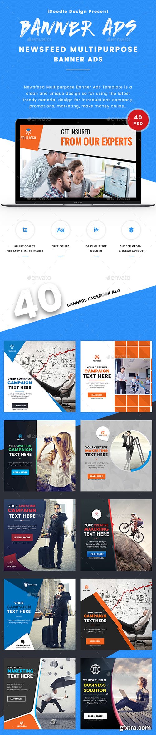 Graphicriver Newsfeed Multipurpose Banner Ads - 40 PSD [02 Size Each] 17049882